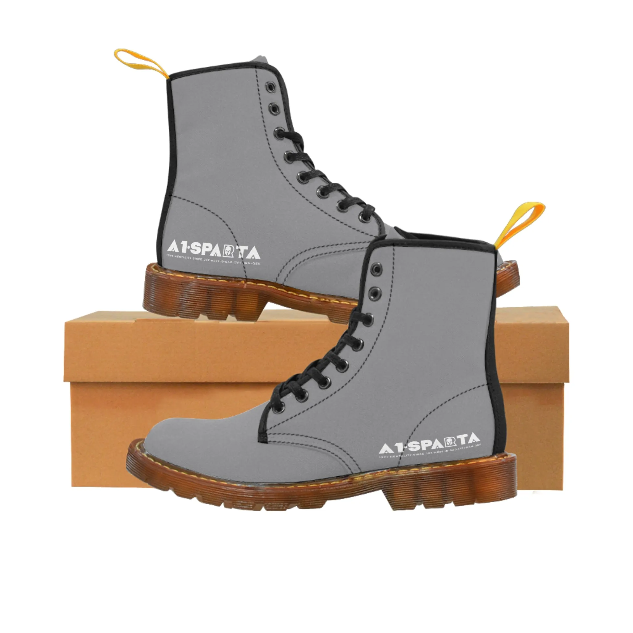 A1-Peace Sparta Light Grey Canvas Boots AOP