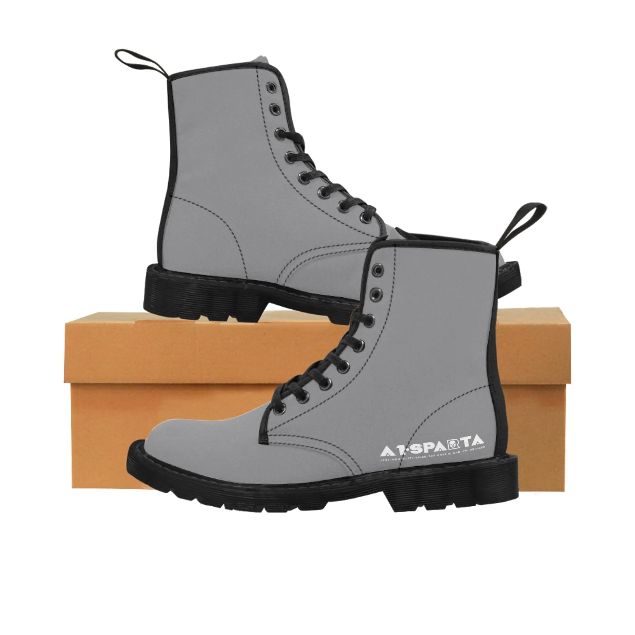 A1-Peace Sparta Light Grey Canvas Boots AOP
