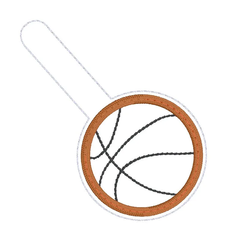 Basketball Applique Shaker snap tab and eyelet fob machine embroidery file (single and multi files included) DIGITAL DOWNLOAD