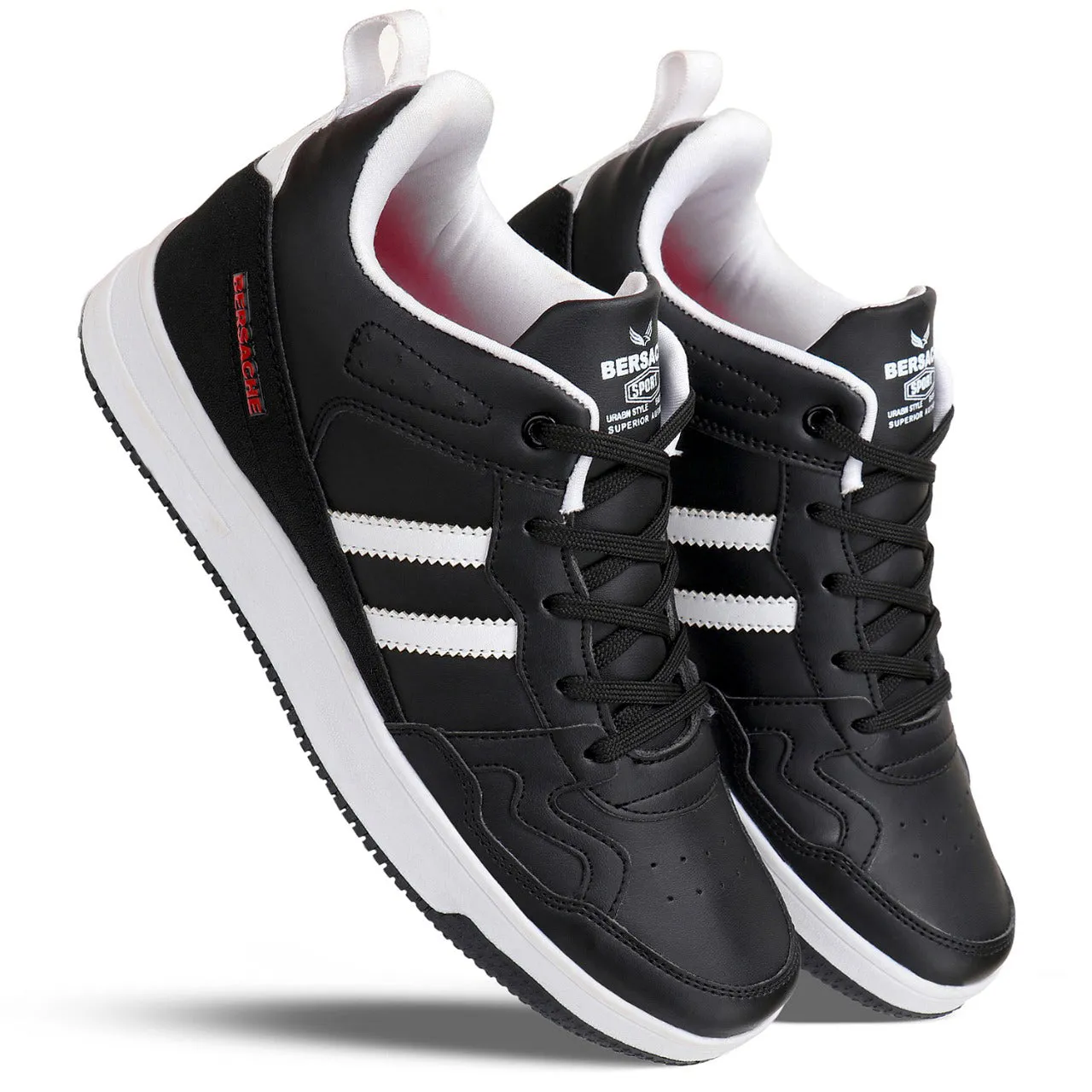 Bersache Lightweight Casual Sneaker Shoes For Men Black-9056