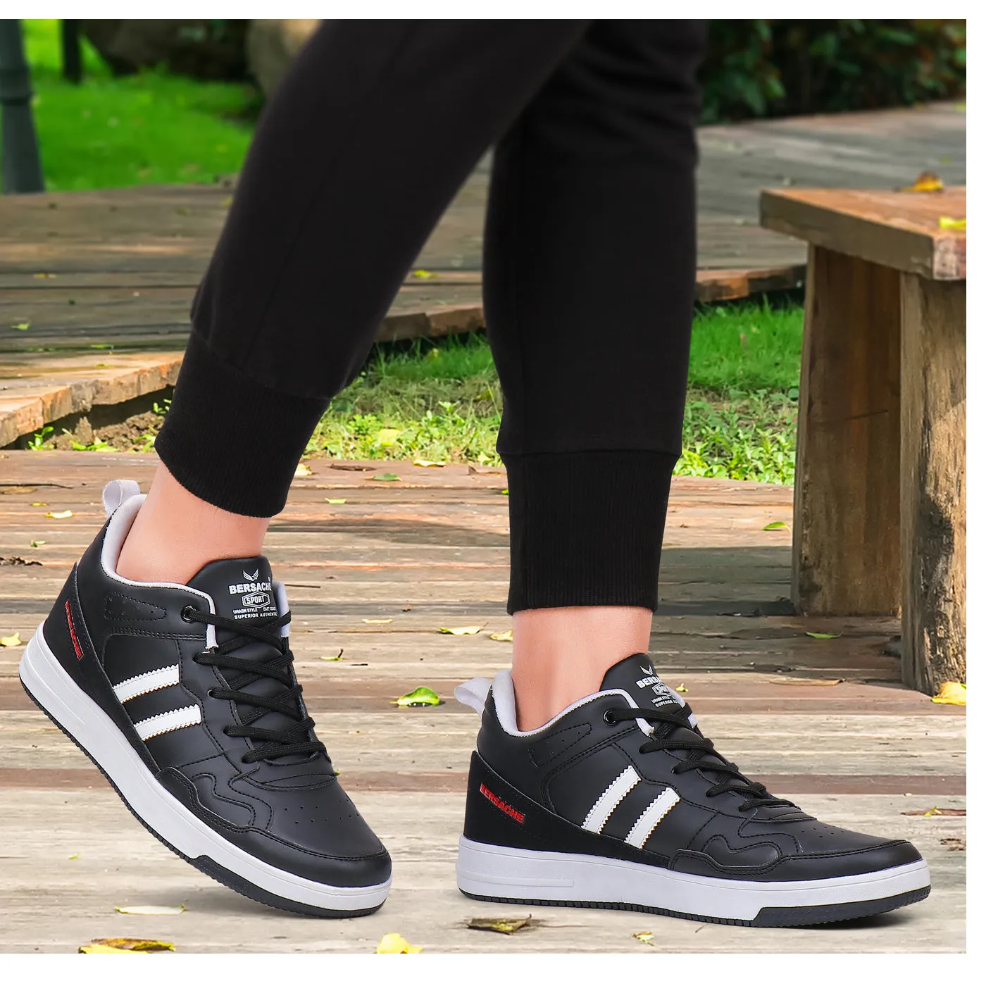 Bersache Lightweight Casual Sneaker Shoes For Men Black-9056
