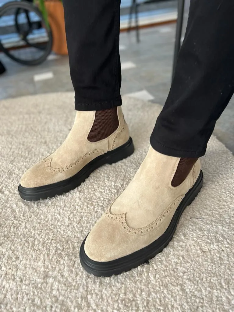 Birmingham Suede Beige Chelsea Boots