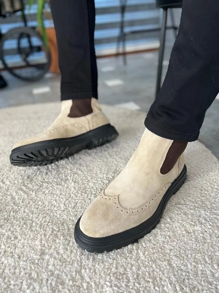 Birmingham Suede Beige Chelsea Boots