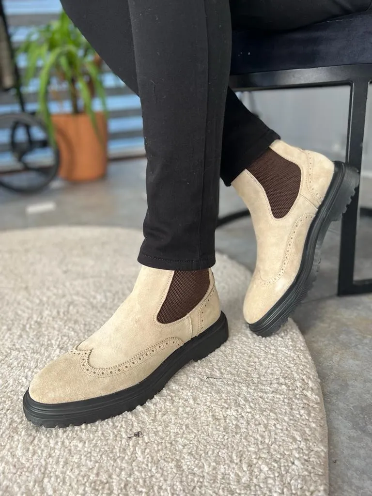 Birmingham Suede Beige Chelsea Boots