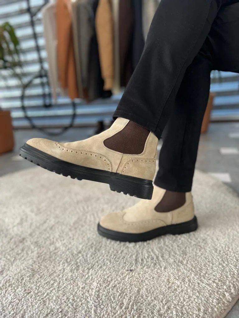 Birmingham Suede Beige Chelsea Boots