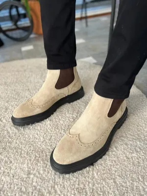 Birmingham Suede Beige Chelsea Boots