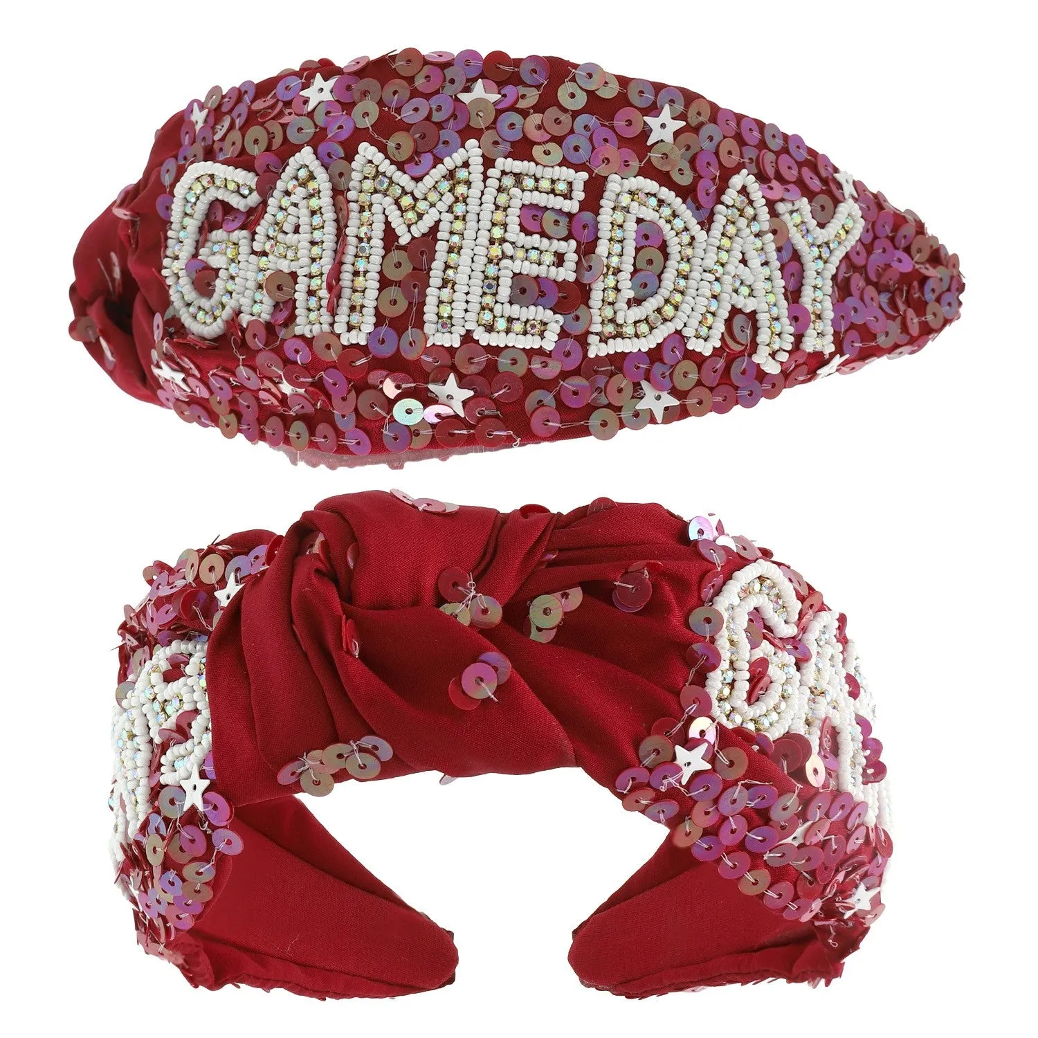 Burwt Gameday Top Knotted Jeweled Beaded Headband