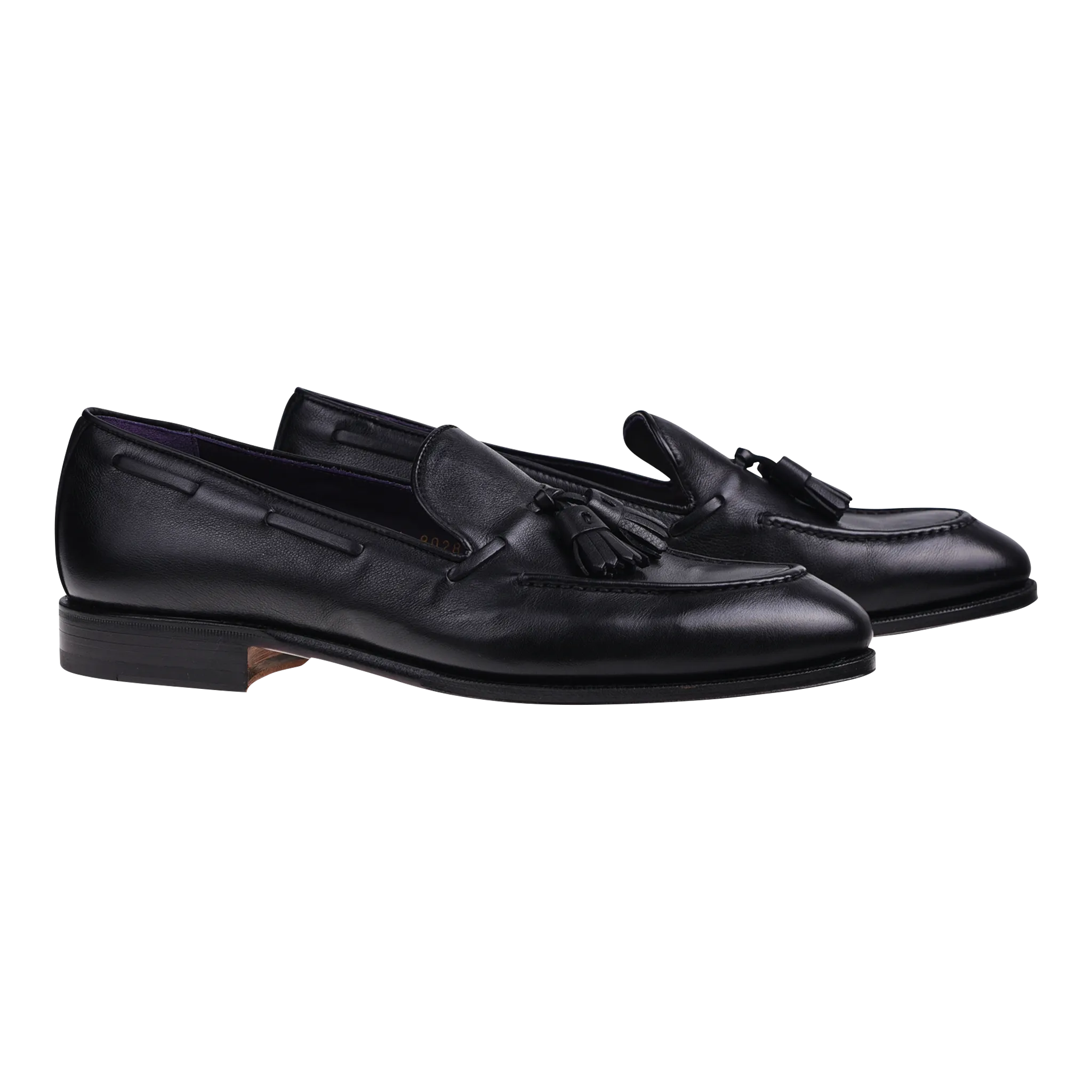 Carmina Tassel Loafer in Black Rusticalf