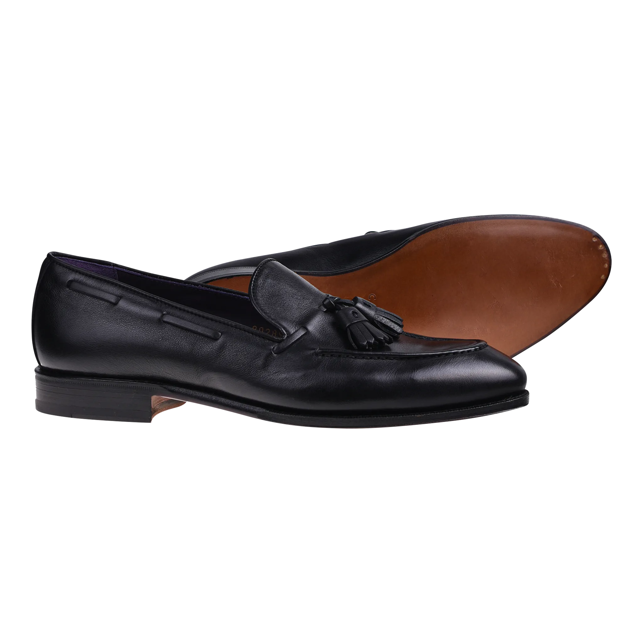 Carmina Tassel Loafer in Black Rusticalf
