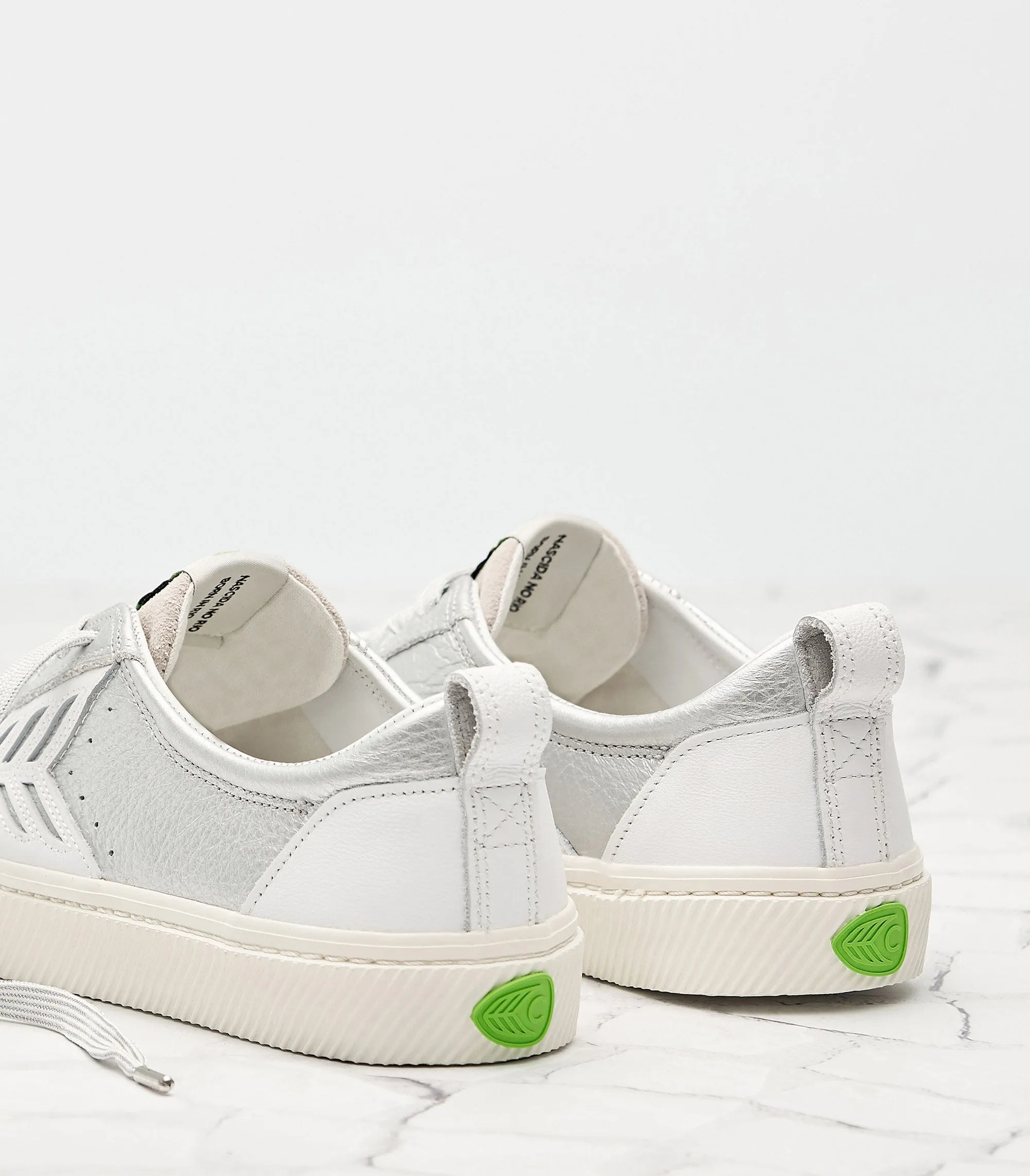 CATIBA Low Metallic Silver/White Leather Sneaker Men