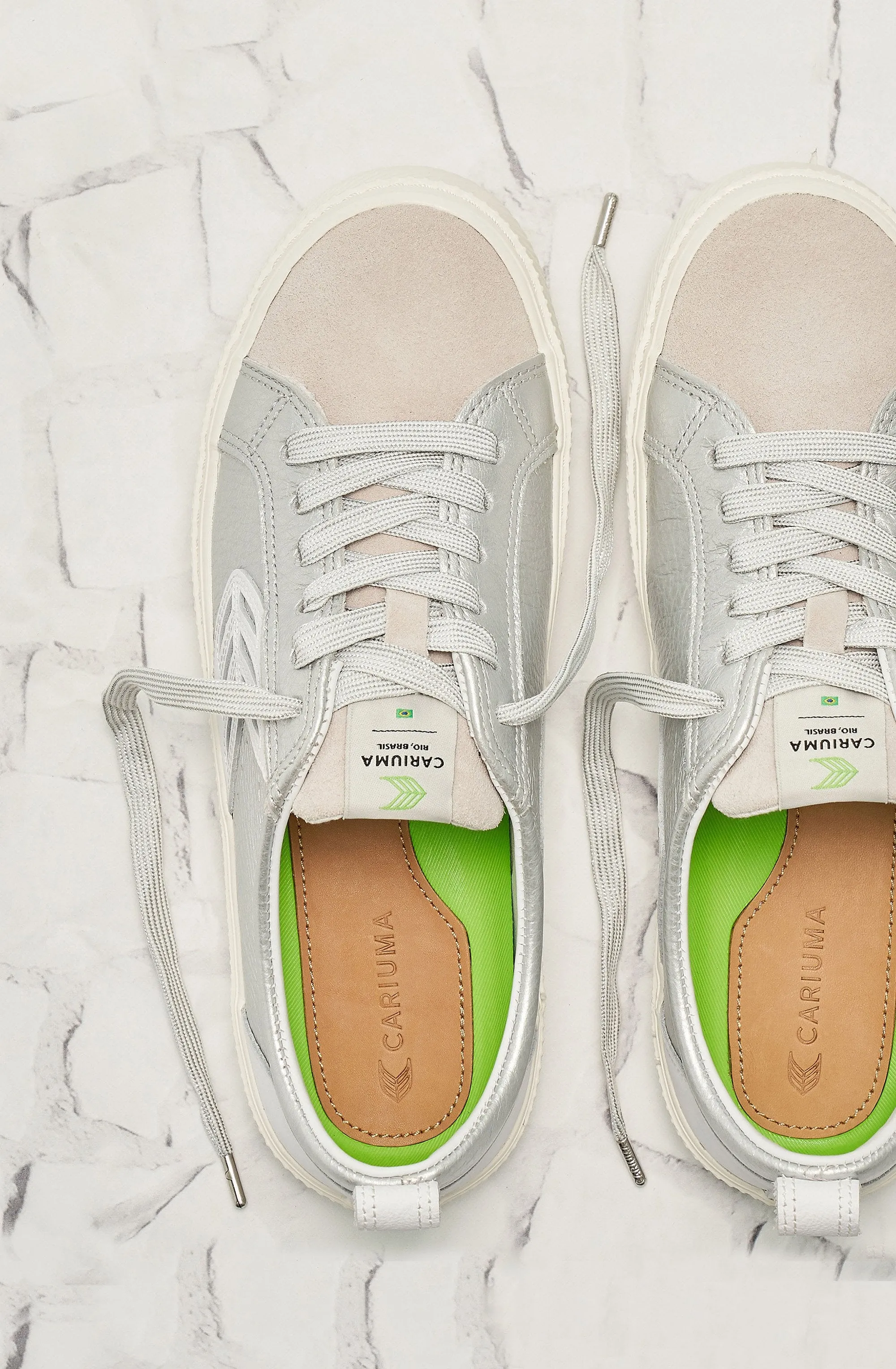CATIBA Low Metallic Silver/White Leather Sneaker Men
