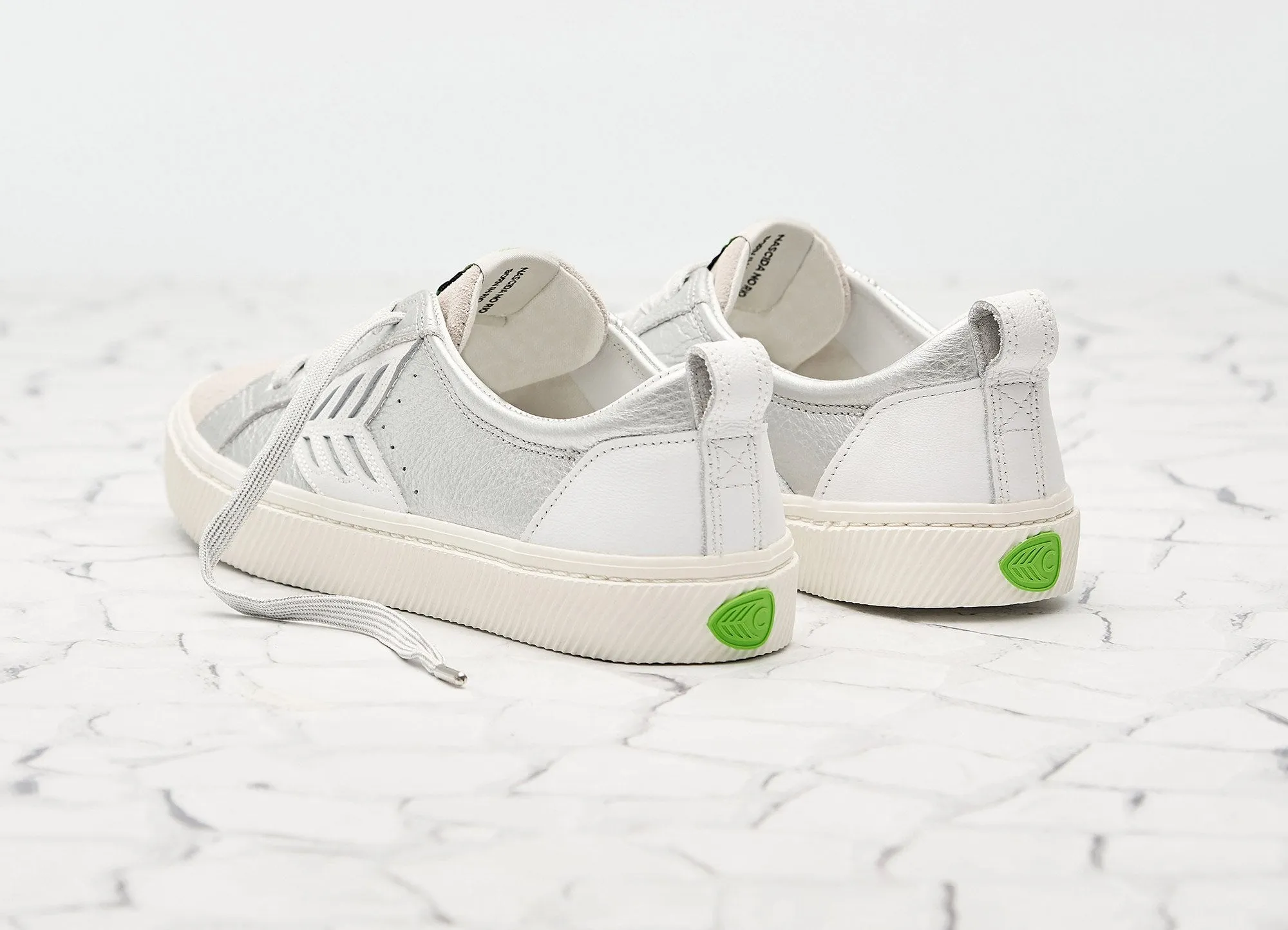 CATIBA Low Metallic Silver/White Leather Sneaker Men