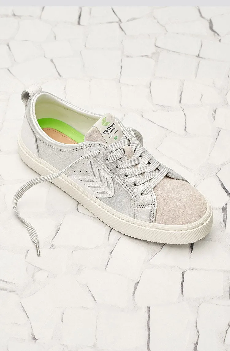 CATIBA Low Metallic Silver/White Leather Sneaker Men