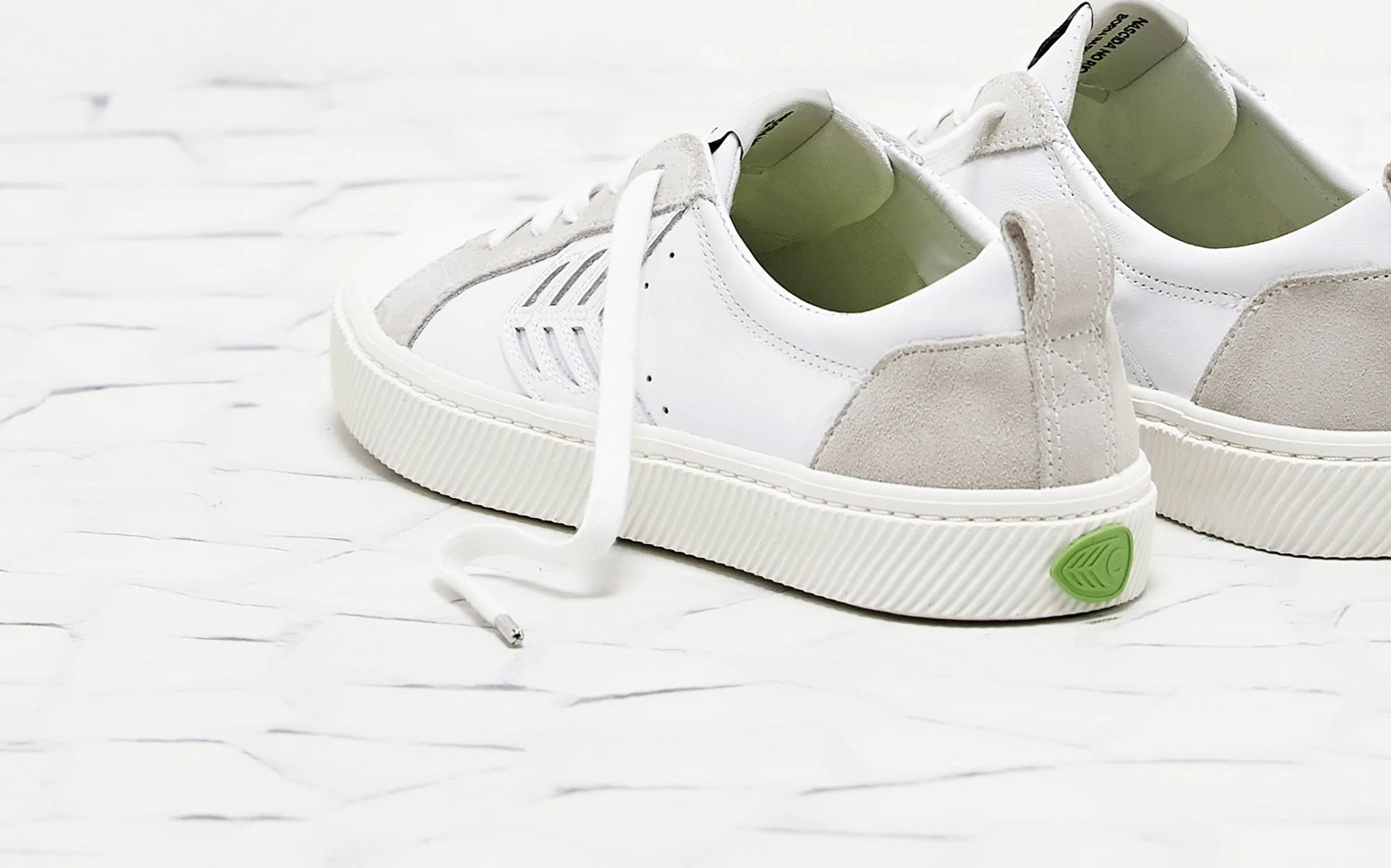 CATIBA Low Off White Leather Ice Suede Accents Sneaker Women