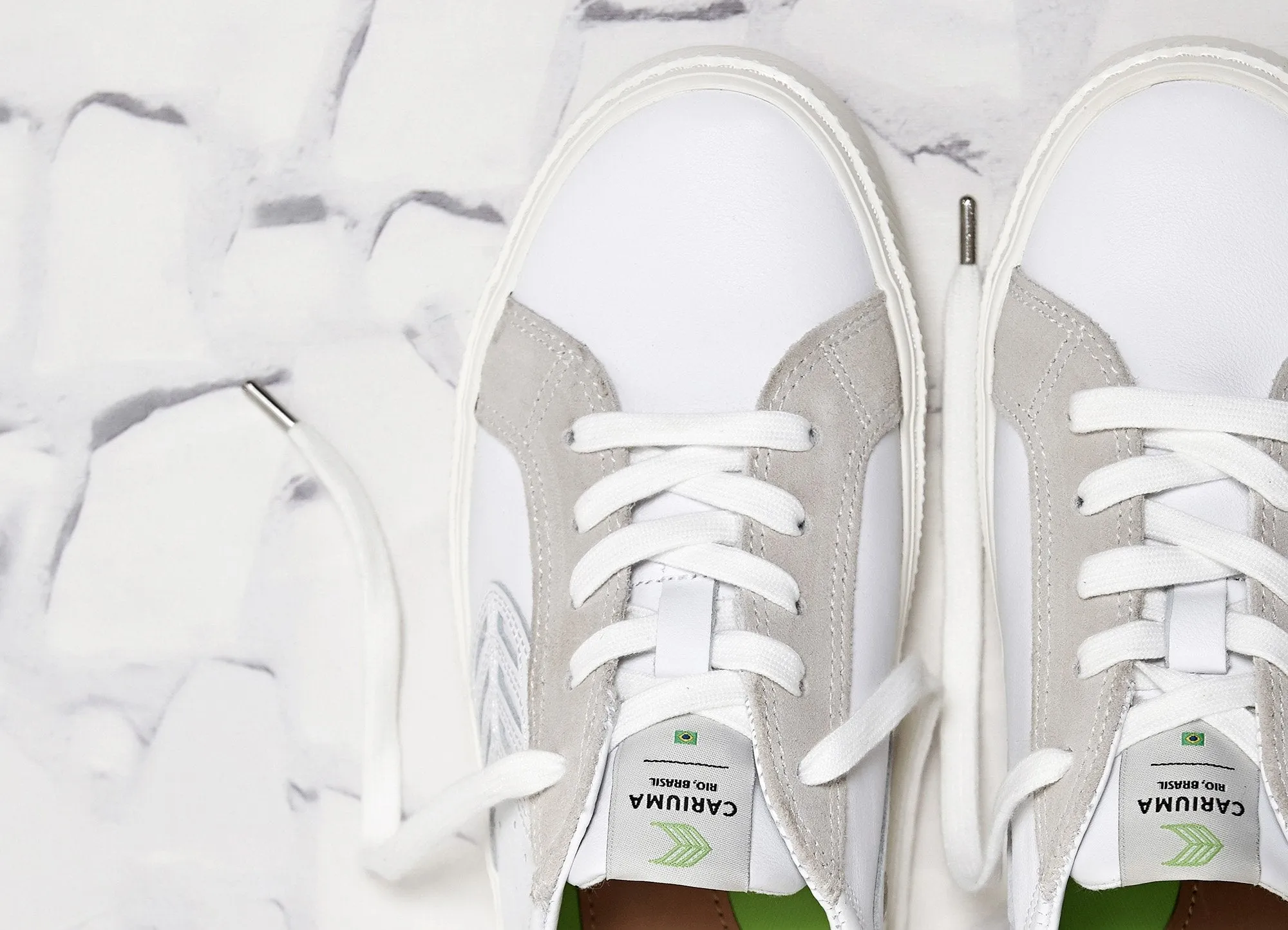 CATIBA Low Off White Leather Ice Suede Accents Sneaker Women