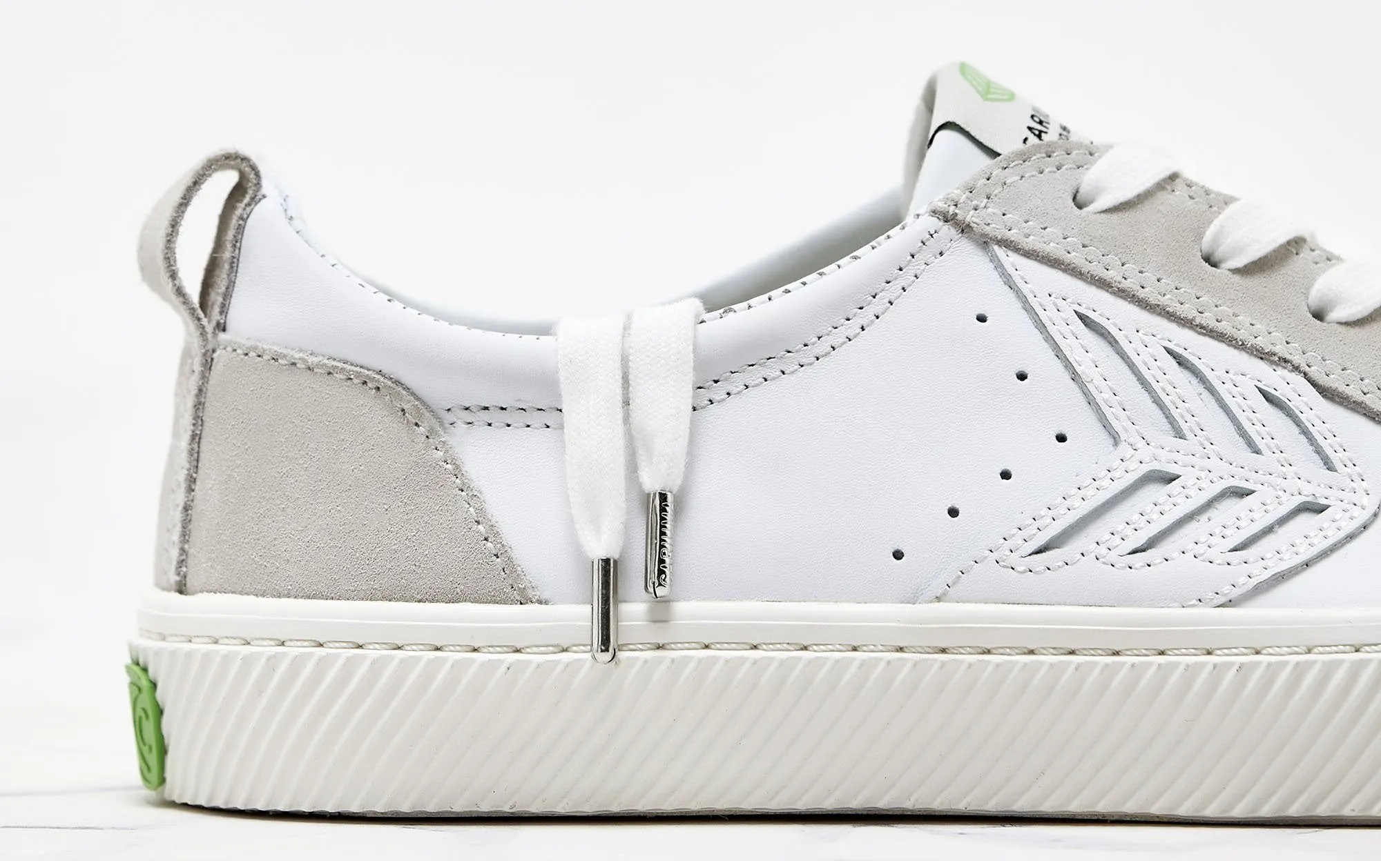 CATIBA Low Off White Leather Ice Suede Accents Sneaker Women