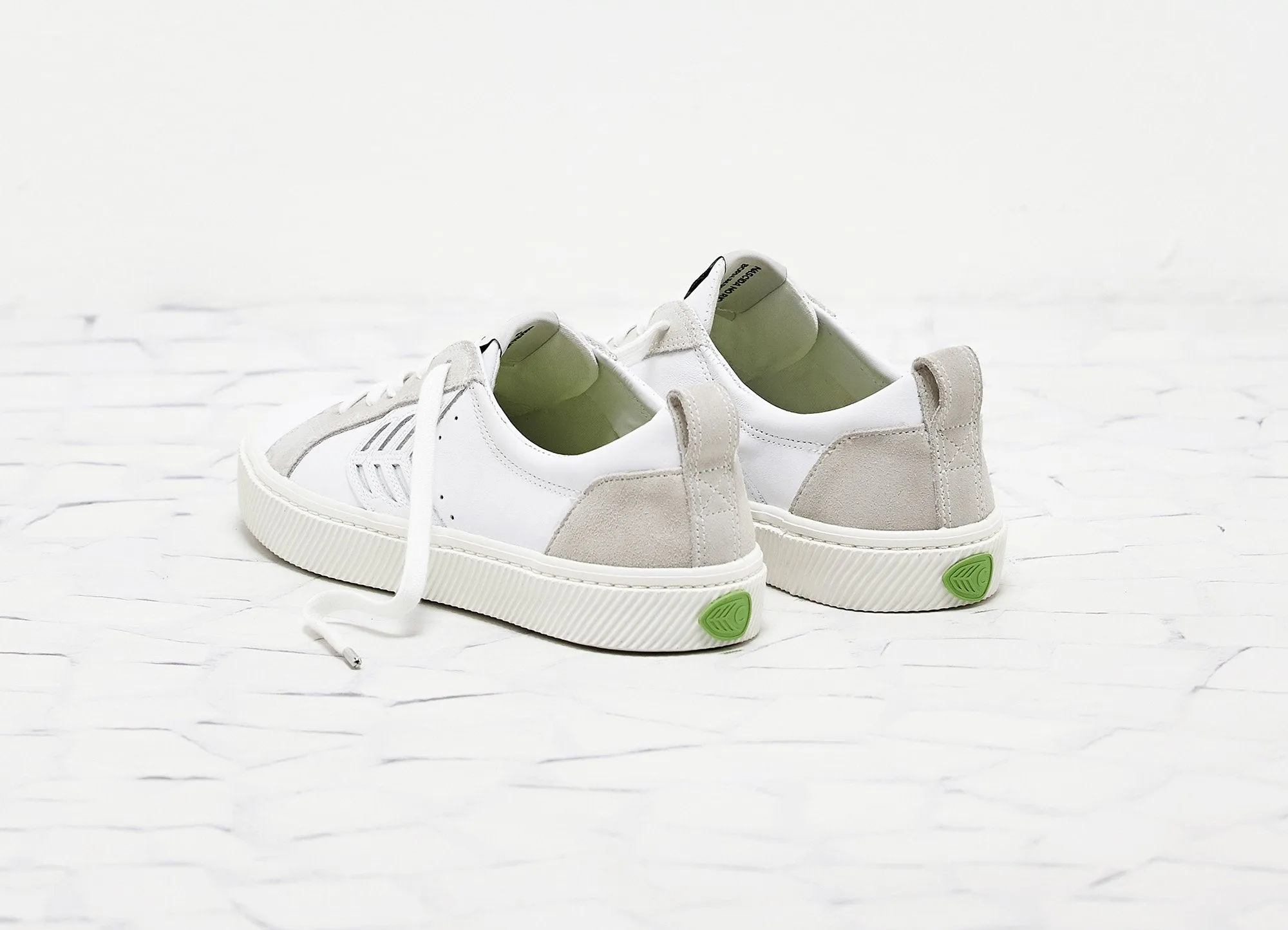 CATIBA Low Off White Leather Ice Suede Accents Sneaker Women