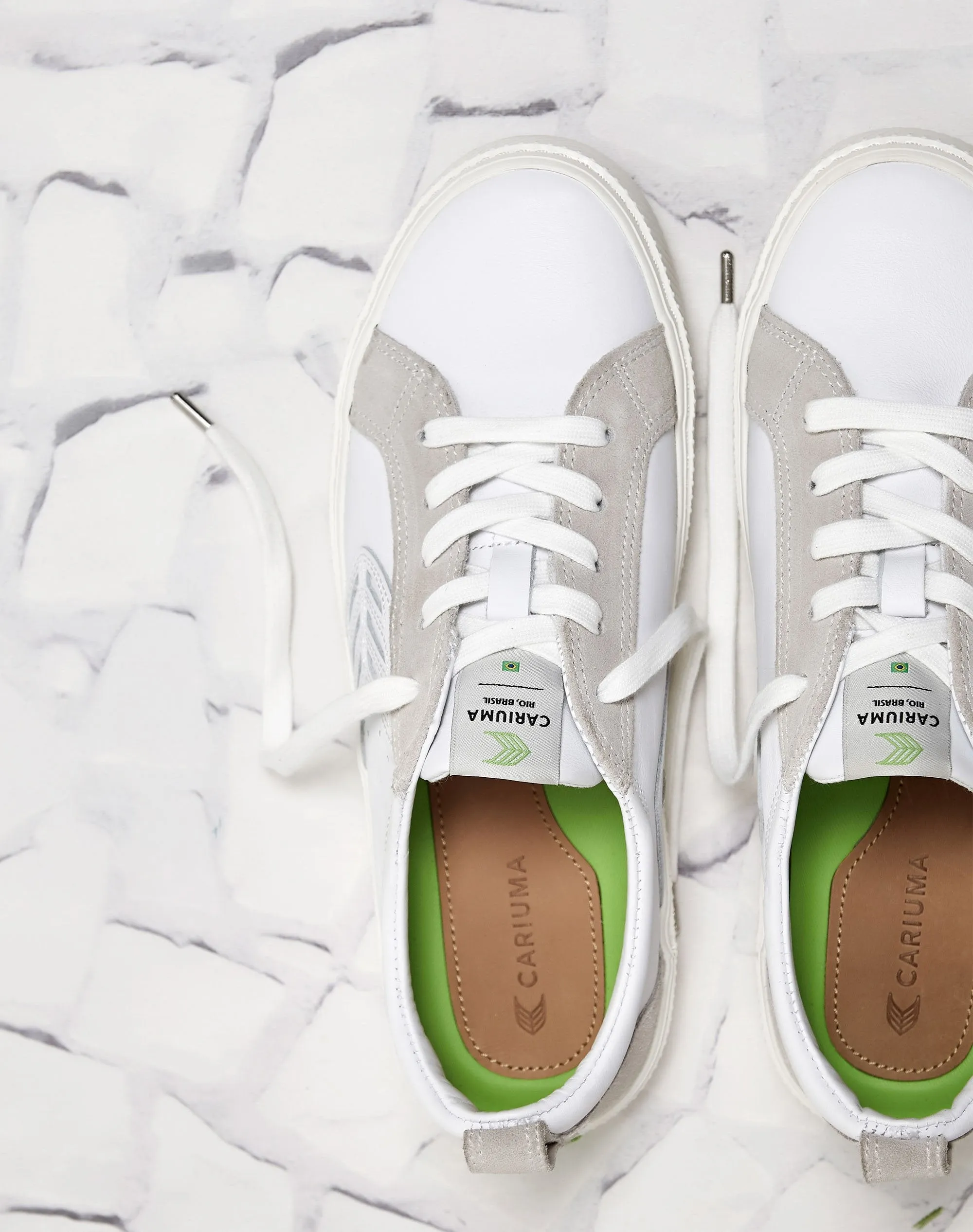 CATIBA Low Off White Leather Ice Suede Accents Sneaker Women