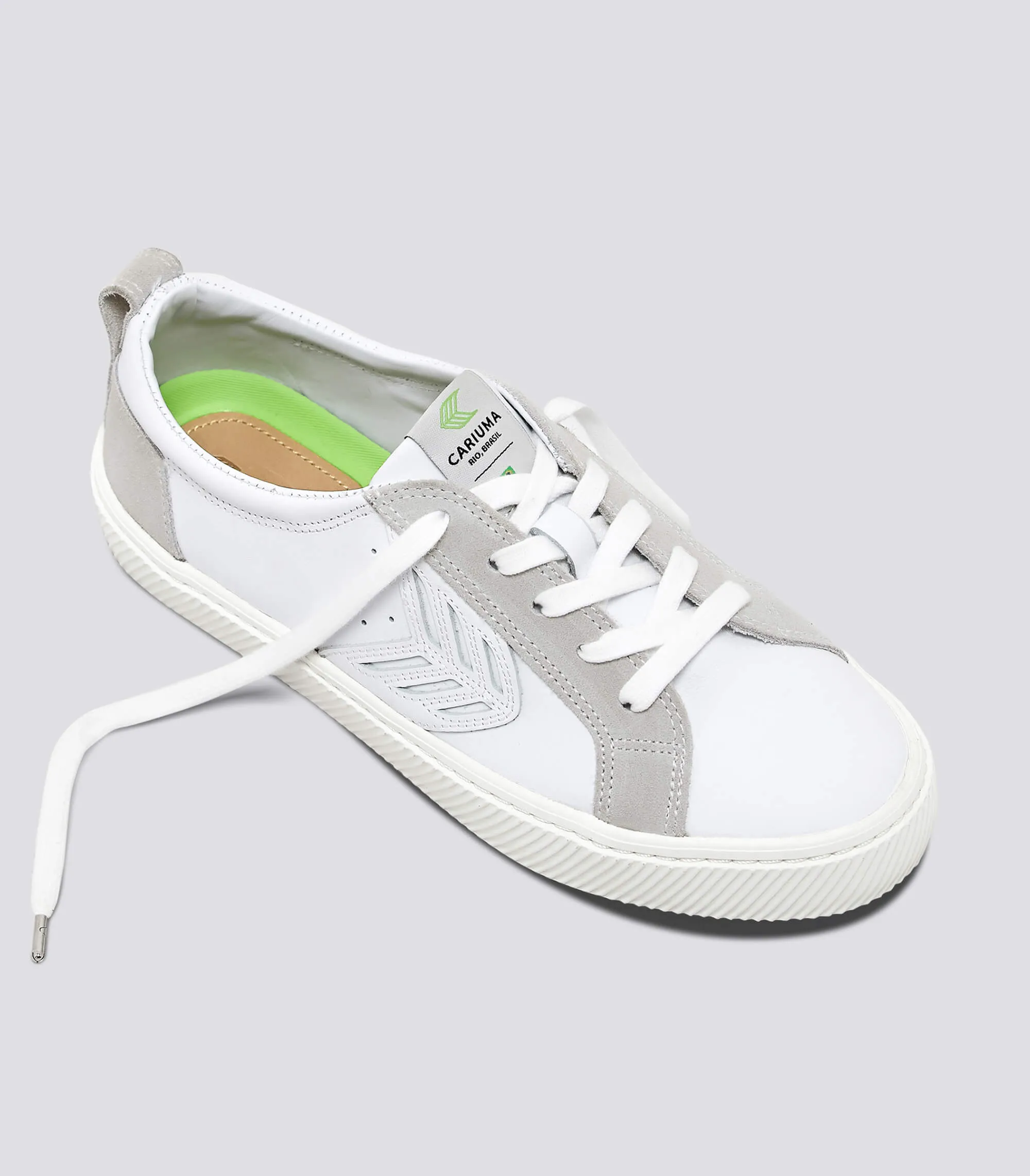 CATIBA Low Off White Leather Ice Suede Accents Sneaker Women