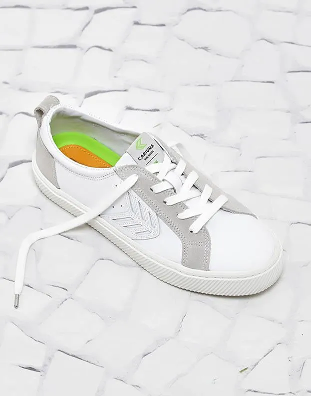 CATIBA Low Off White Leather Ice Suede Accents Sneaker Women