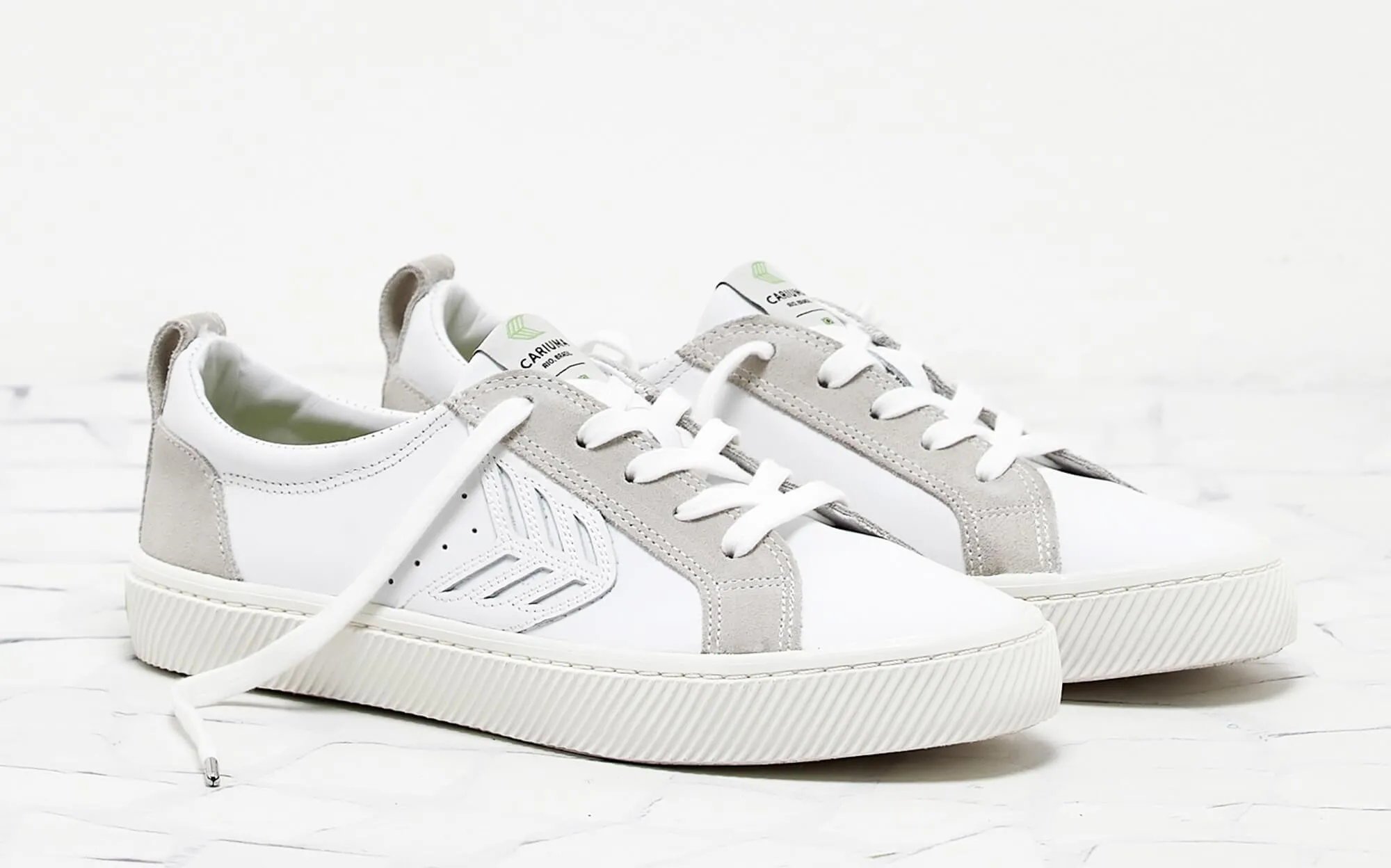 CATIBA Low Off White Leather Ice Suede Accents Sneaker Women
