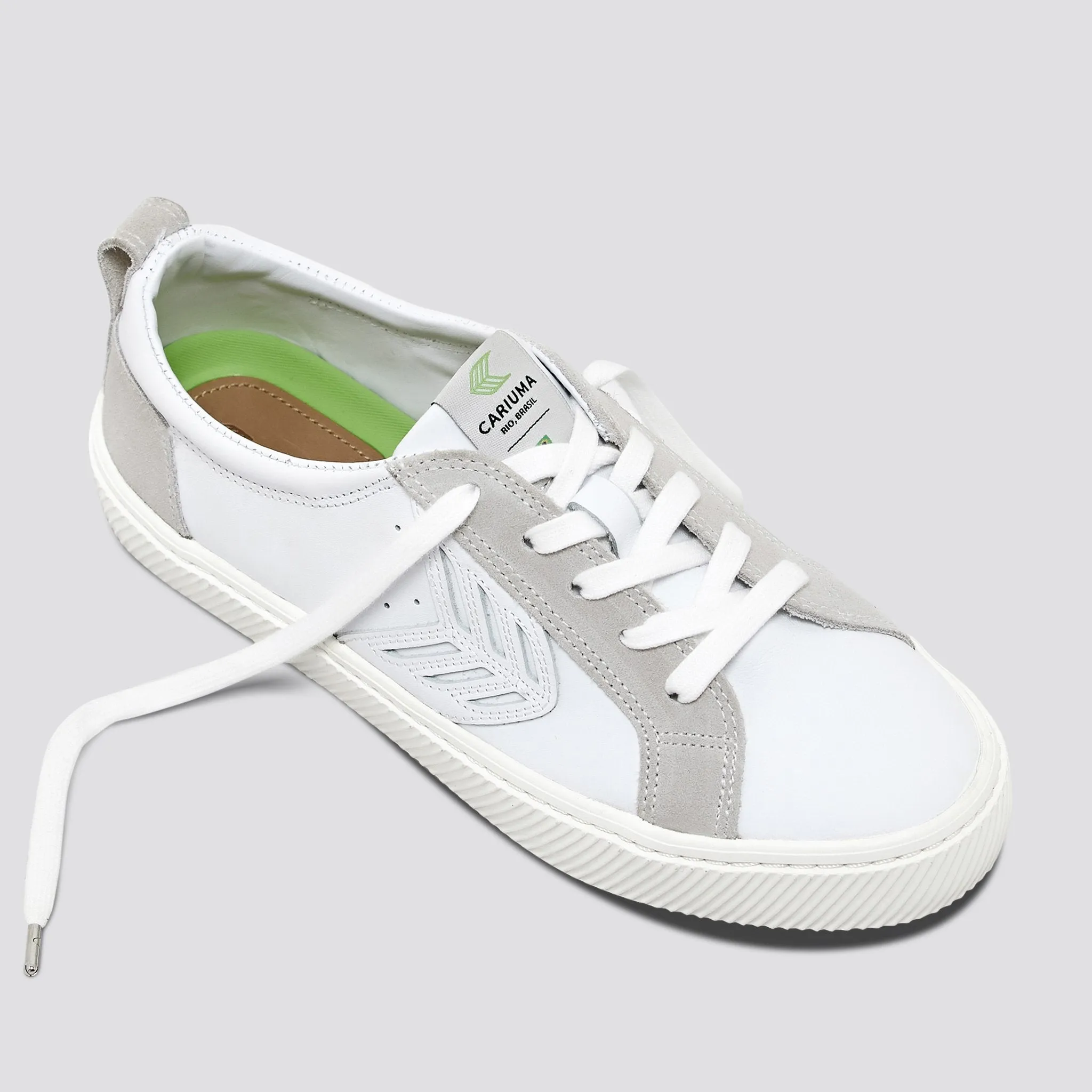 CATIBA Low Off White Leather Ice Suede Accents Sneaker Women