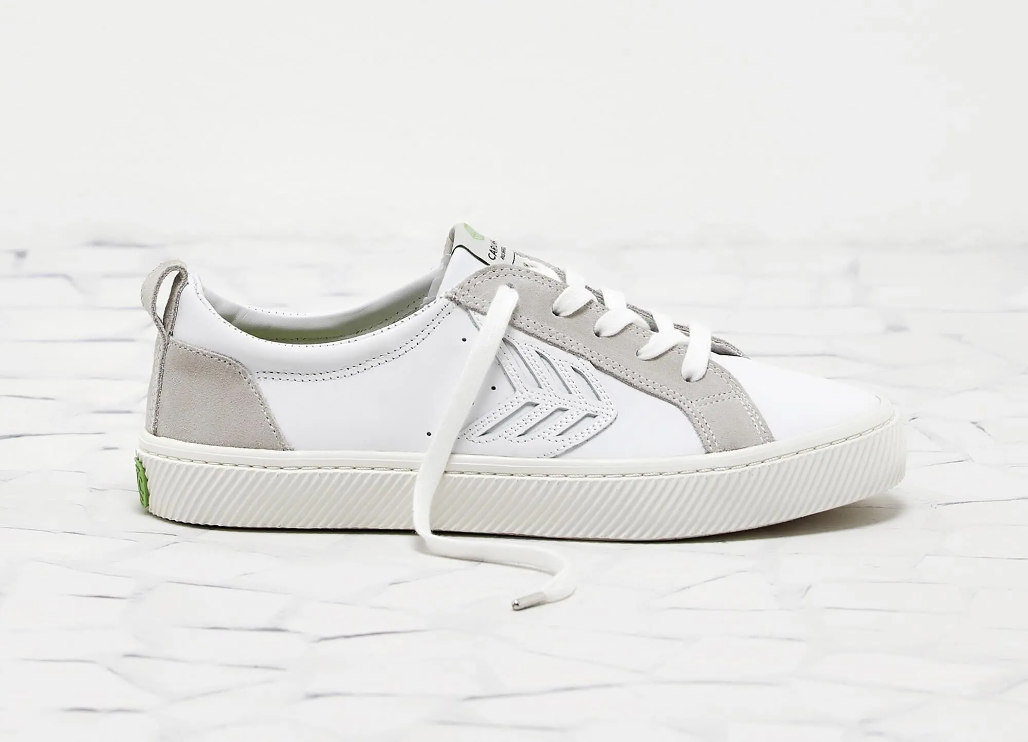 CATIBA Low Off White Leather Ice Suede Accents Sneaker Women