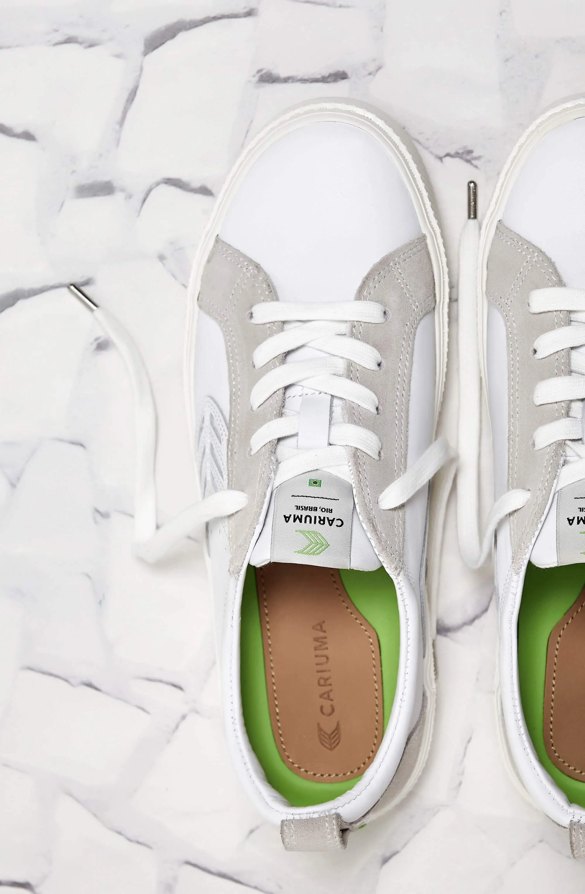 CATIBA Low Off White Leather Ice Suede Accents Sneaker Women