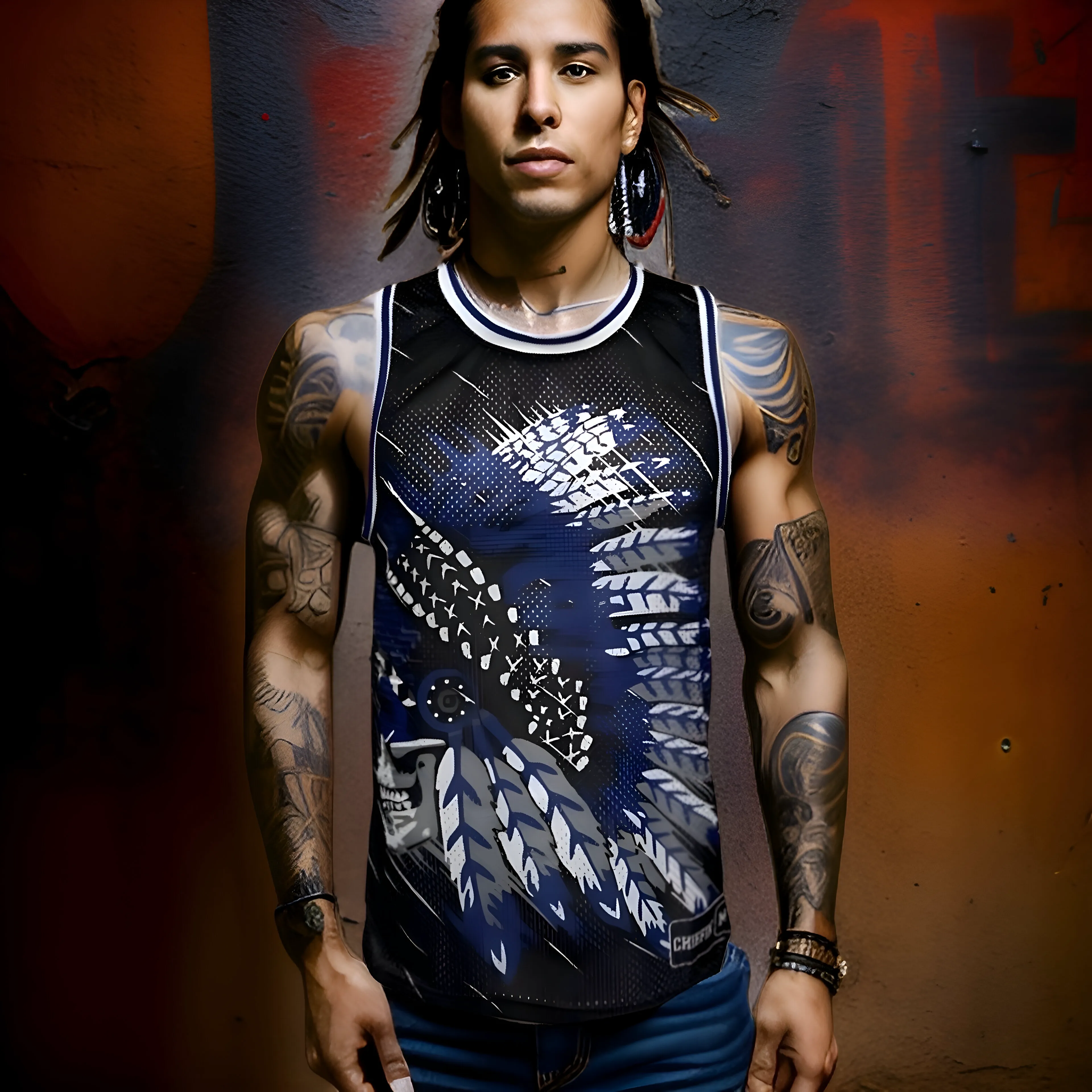 ^CHIEFIN’ 23^ BASKETBALL JERSEYS (BLACK-BLUE)