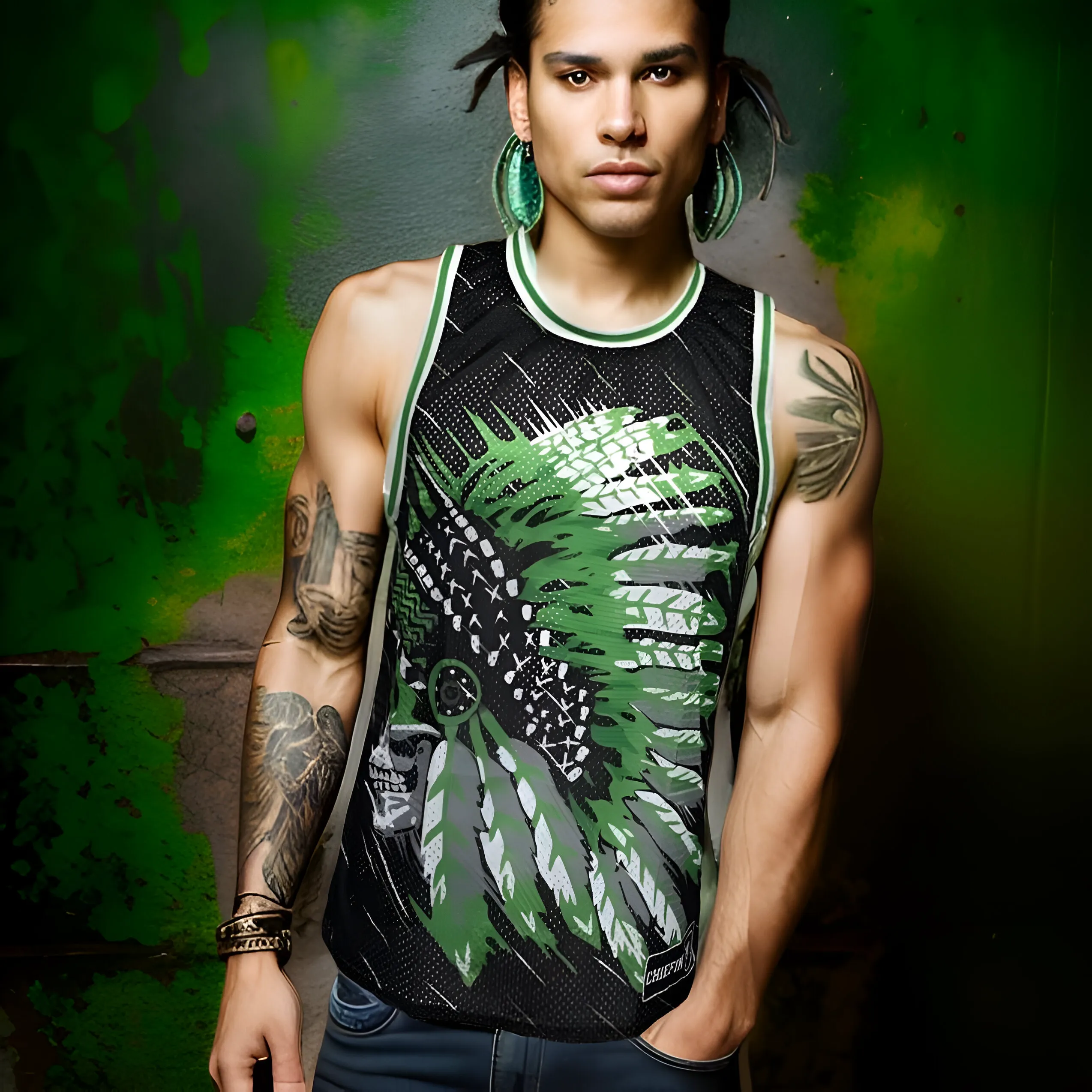 ^CHIEFIN’ 23^ BASKETBALL JERSEYS (BLACK-ELECTRIC GREEN)