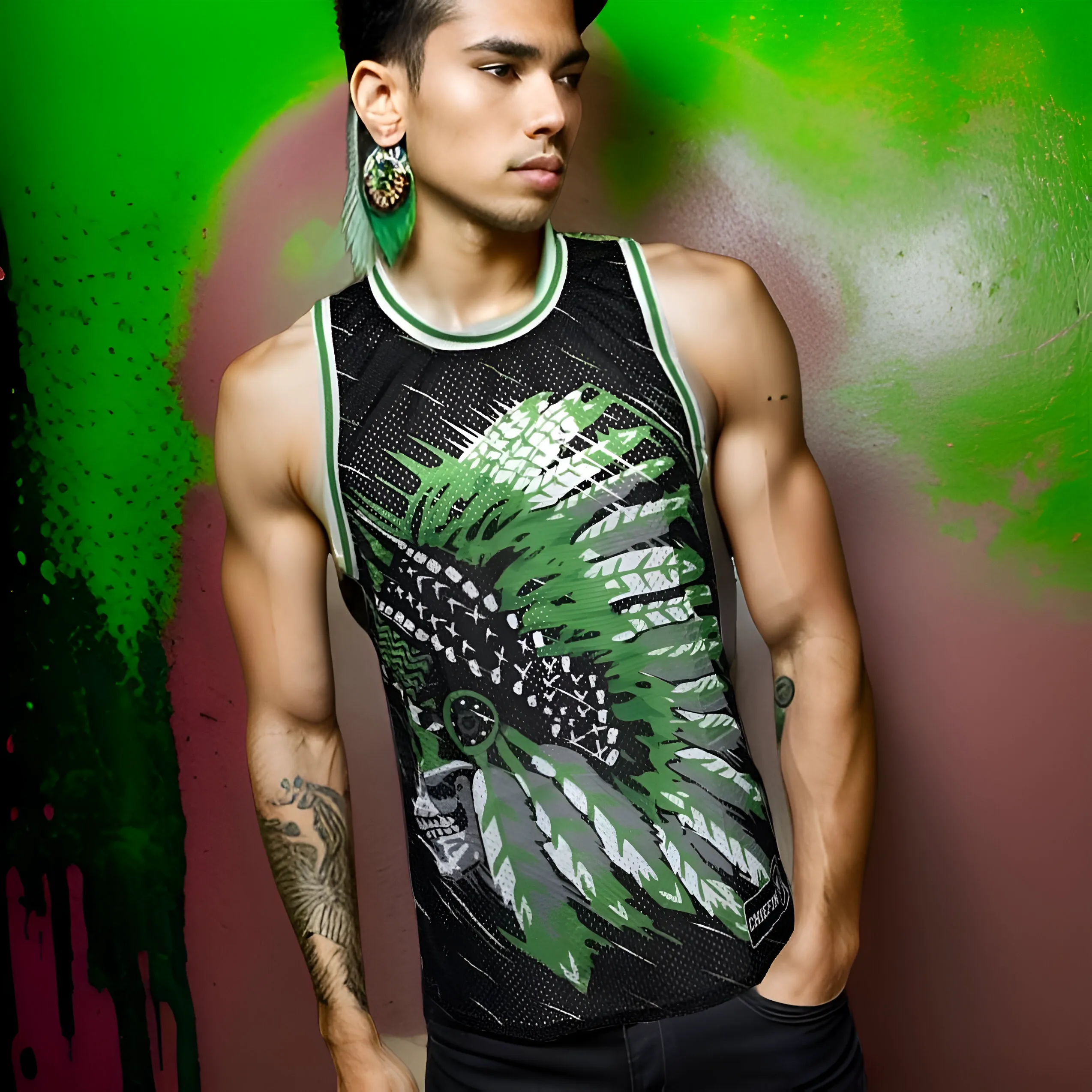 ^CHIEFIN’ 23^ BASKETBALL JERSEYS (BLACK-ELECTRIC GREEN)