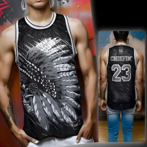 ^CHIEFIN’ 23^ BASKETBALL JERSEYS (BLACK-GREY)