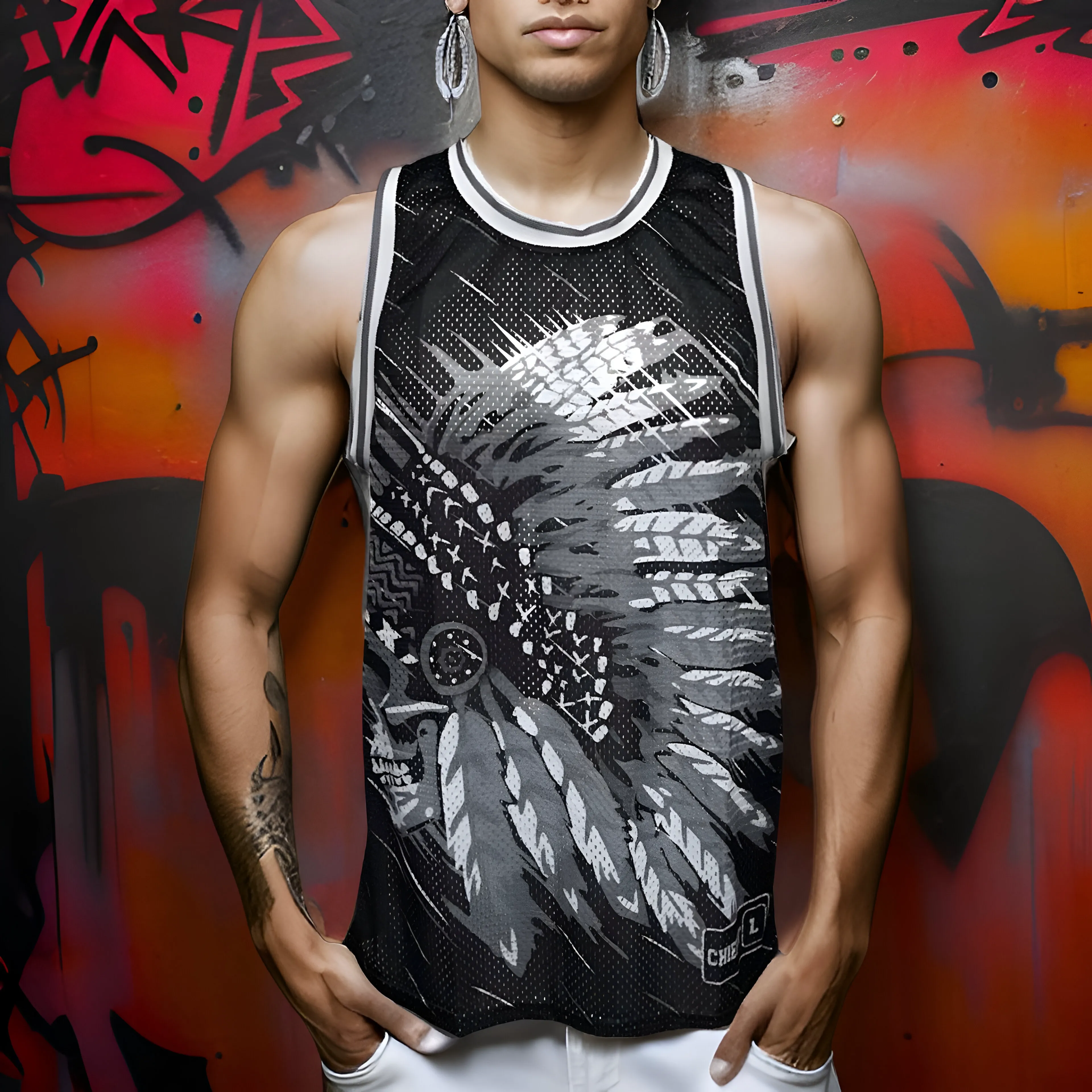 ^CHIEFIN’ 23^ BASKETBALL JERSEYS (BLACK-GREY)
