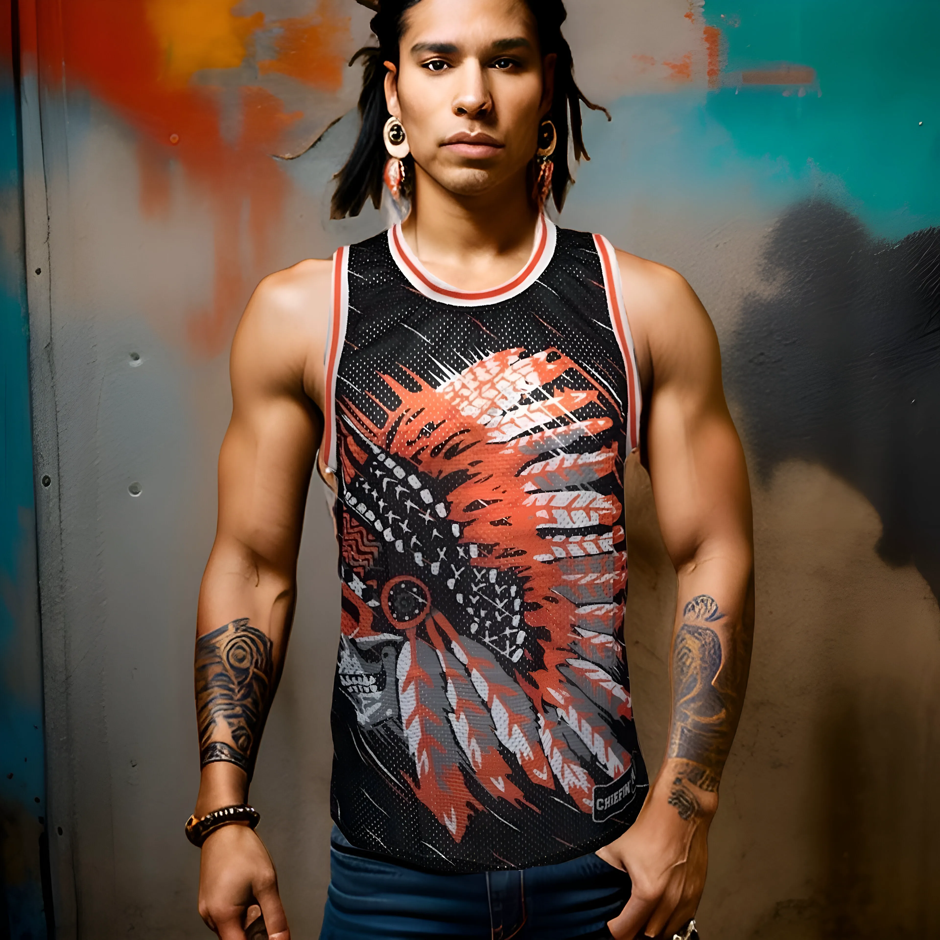 ^CHIEFIN’ 23^ BASKETBALL JERSEYS (BLACK-ORANGE)