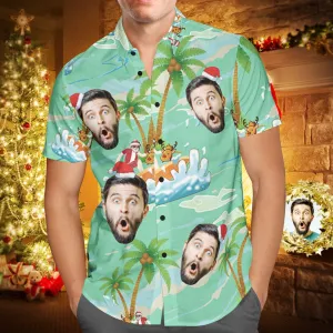 Christmas Hawaiian Shirts with Face Custom Christmas Gifts Seaside