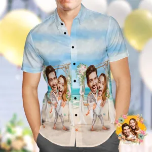 Custom Hawaiian Shirt With Face Personalized Wedding Hawaiian Shirt Wedding Gifts