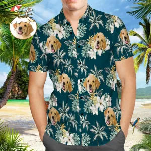 Custom Hawaiian Shirts with Pet Face Funky Vintage Hawaiian Shirt Casual Button-Down Short Sleeve