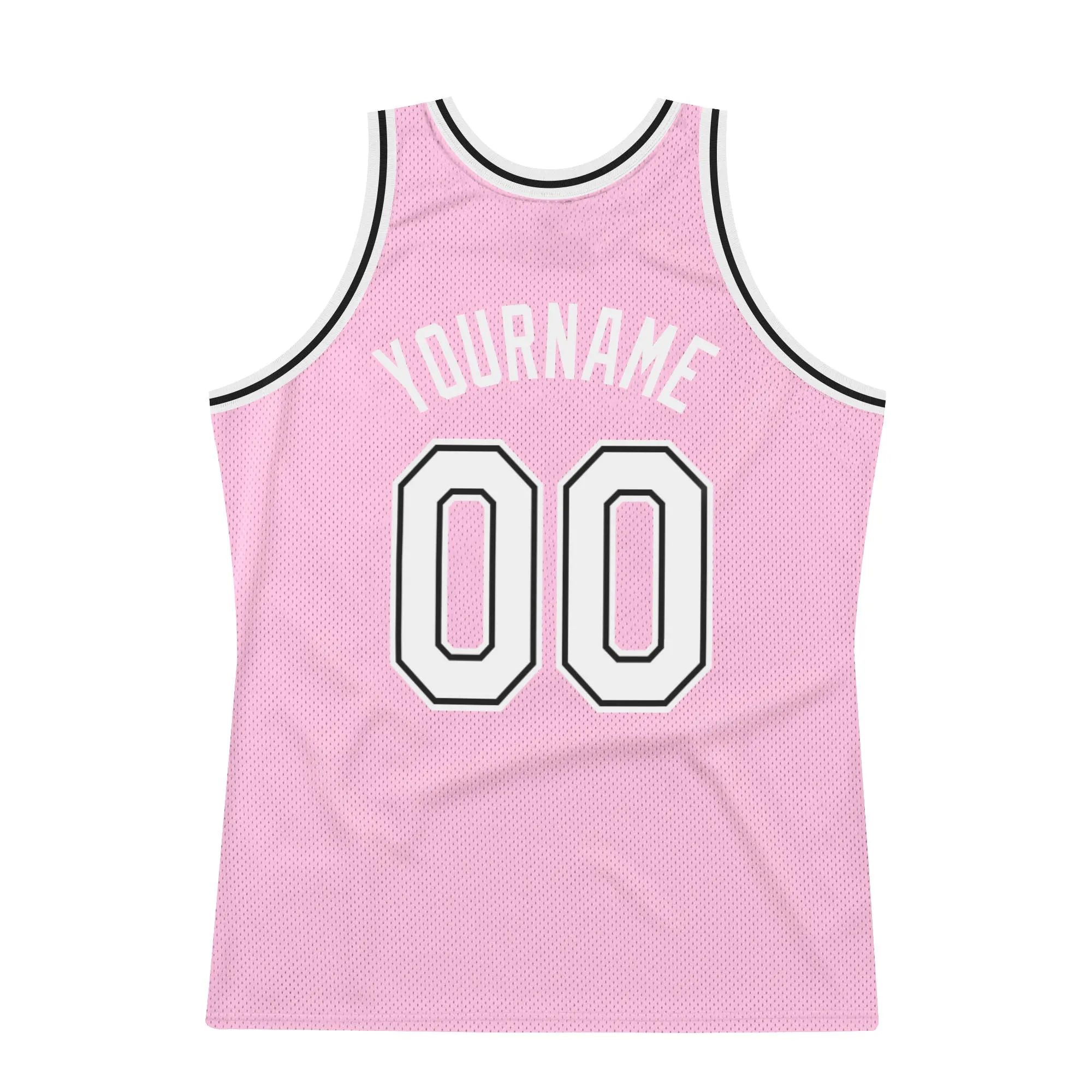 Custom Light Pink White-Black Authentic Throwback Basketball Jersey