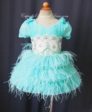 Custom Made Feather Little Girls/Newborn/Kids Pageant Dress