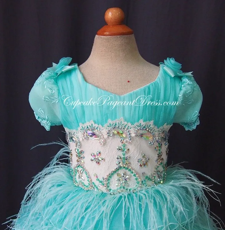 Custom Made Feather Little Girls/Newborn/Kids Pageant Dress