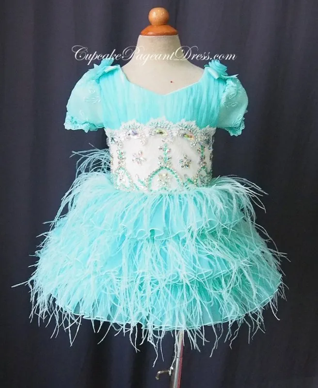 Custom Made Feather Little Girls/Newborn/Kids Pageant Dress