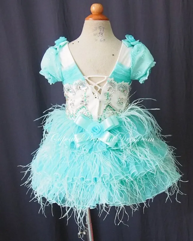 Custom Made Feather Little Girls/Newborn/Kids Pageant Dress