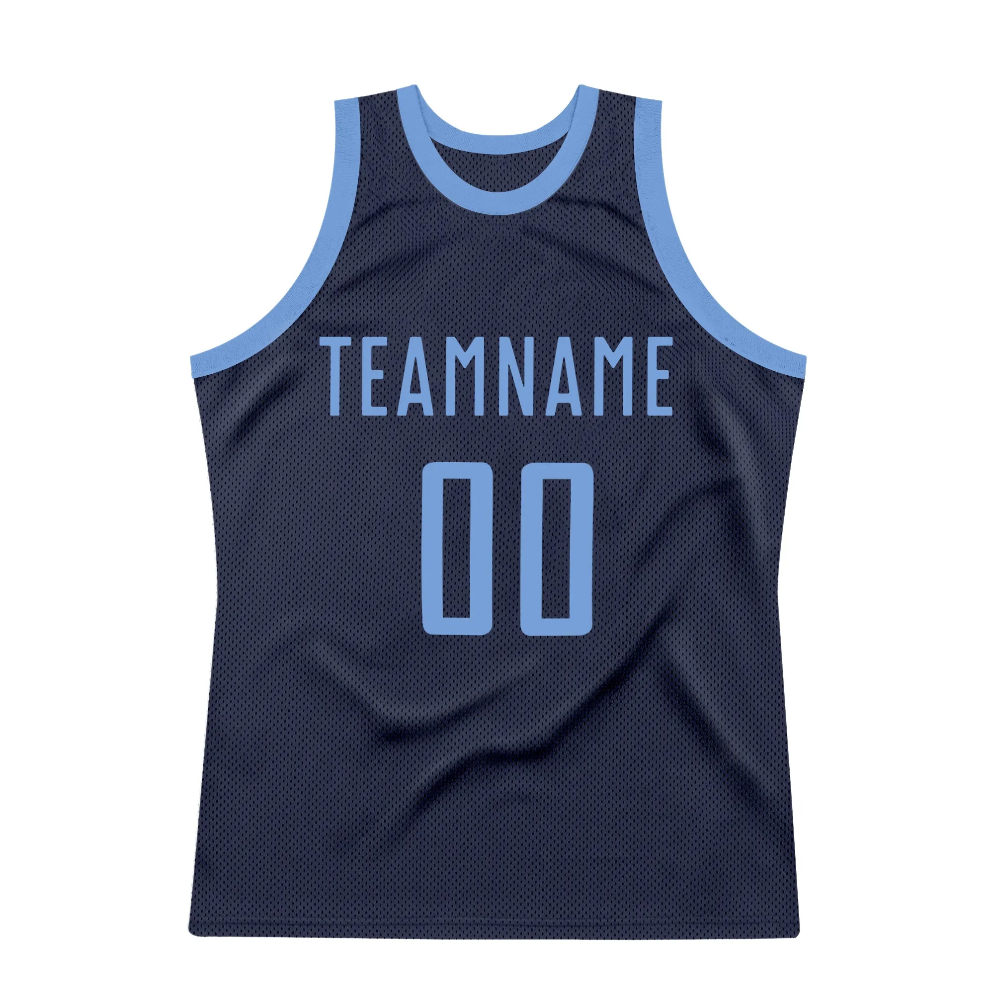 Custom Navy Light Blue Authentic Throwback Basketball Jersey