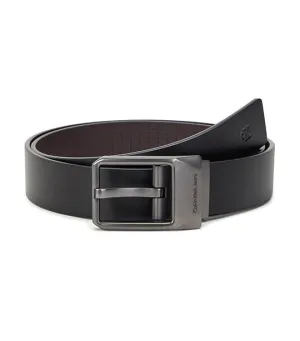 Faceted Buckle Reversible Belt Black/Bitter Brown