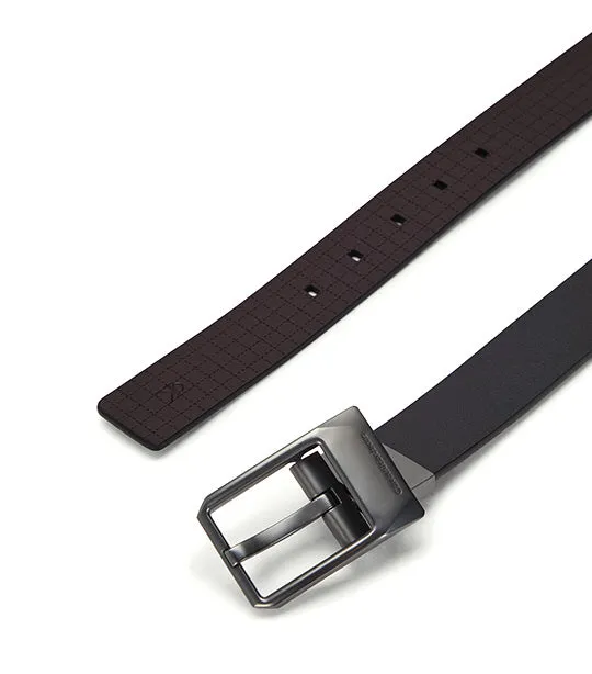 Faceted Buckle Reversible Belt Black/Bitter Brown