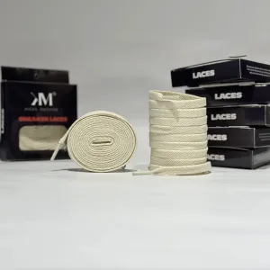 Flat Sneaker Laces- Beige | Jordan laces | AJ1 Laces | Kicks Machine