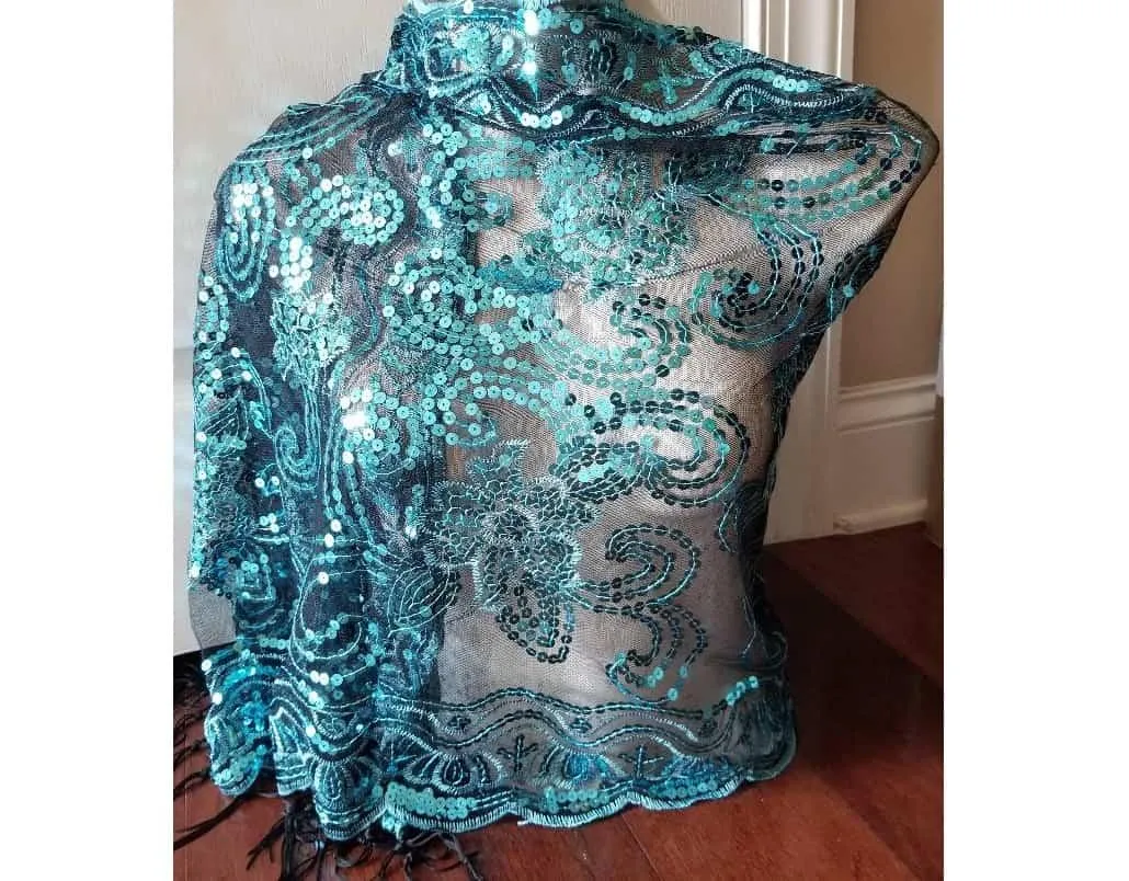 Floral Design Sequin Scarve