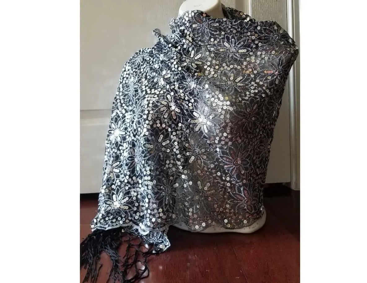 Floral Design Sequin Scarve