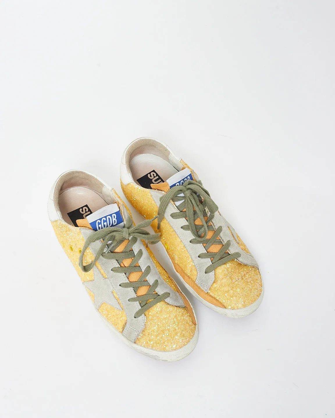 Golden Goose Yellow Glitter Superstar Sneakers - 37