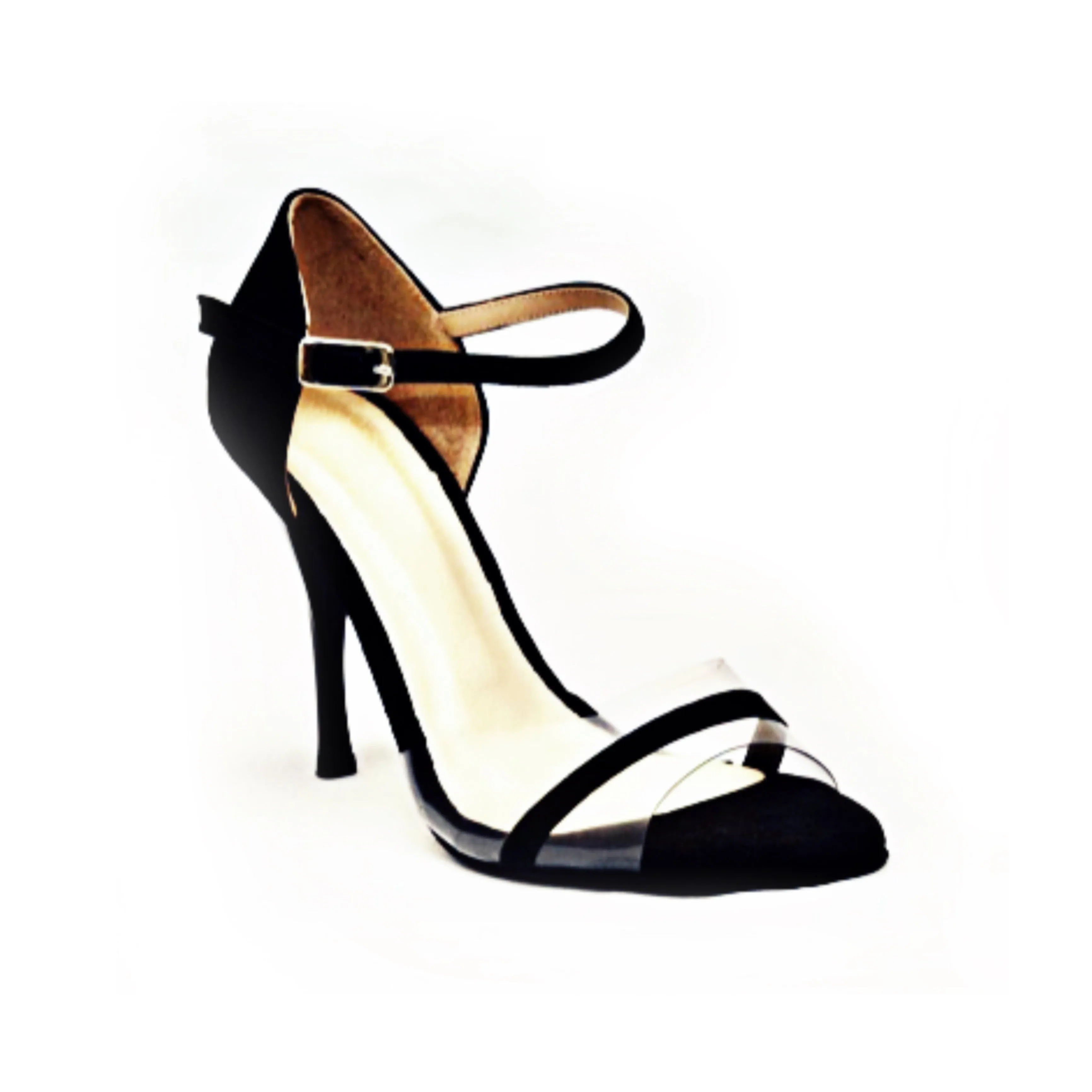 Laila - Acrylic & Black Tango Shoes